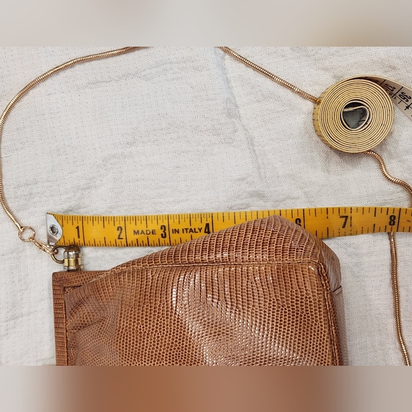 Gucci Lizard Exotic Leather Evening Bag Chain Purse Shoulder Crossbody Carmel - Picture 12 of 12